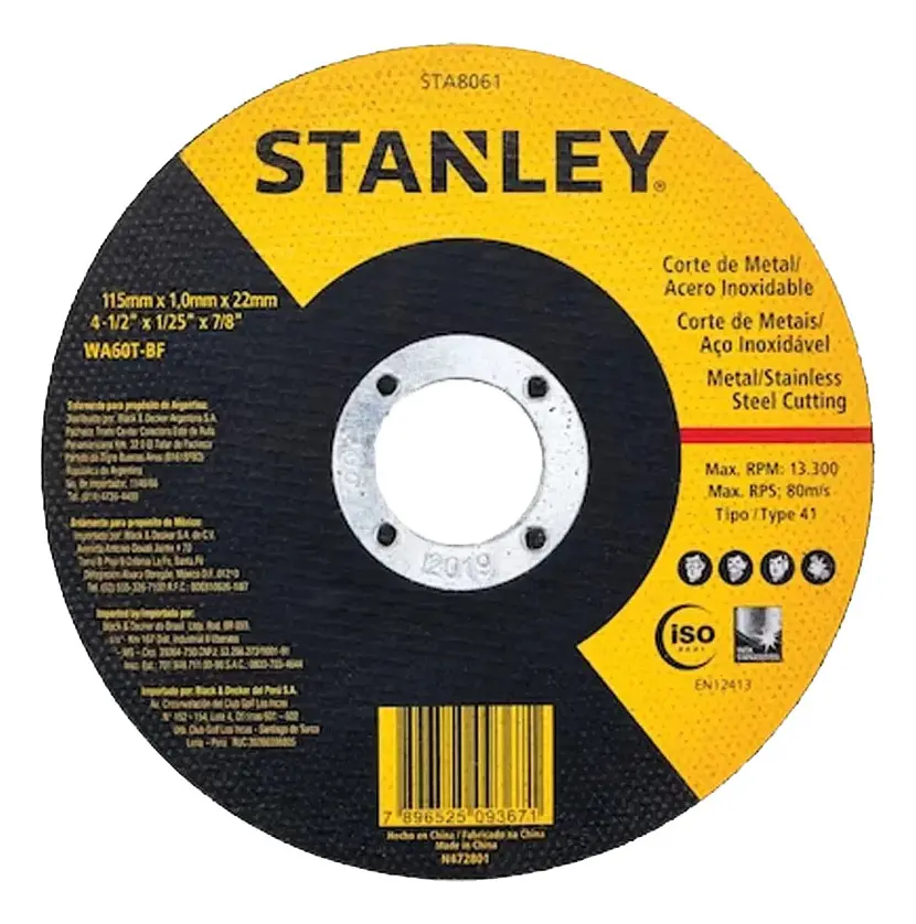 Disco Abrasivo Corte Fino 7 X 1,6mm X 7/8 Stanley Sta8067