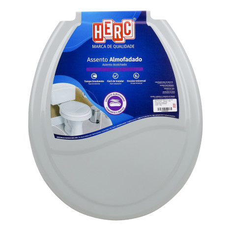 Assento Sanitário Almofadado Cinza Claro Herc
